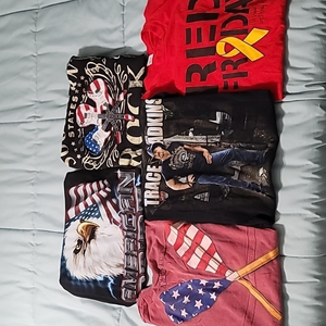 Bundle Of 5 Tee Shirts (Mostly‎ Patriotic) Men's L Good Condition